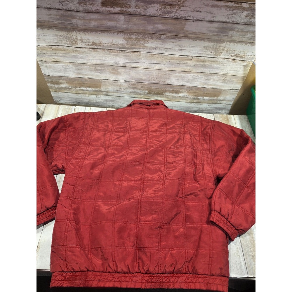 Out Brook Womens Vintage Red 100% Silk Quilted Jacket and Pants Tracksuit Set M - Picture 8 of 9